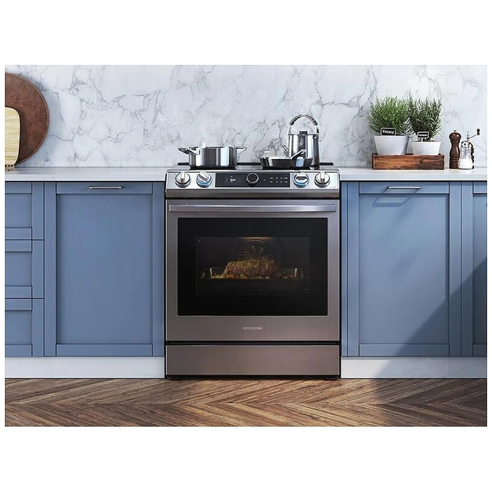 Samsung NE63T8911SS/AC 30" 6.3 cu. Ft. Smart Induction Slide-in True Convection Range with Smart Dial & Air Fry - Brand New - Open Box