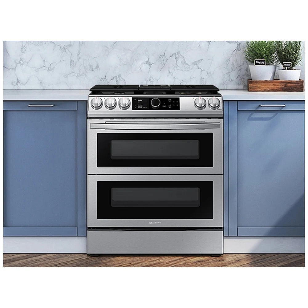 Samsung NY63T8751SS/AC 30" 6.3 cu. Ft. Smart Dual Fuel Slide-in True Convection Range with & Air Fry - Brand New - Open Box