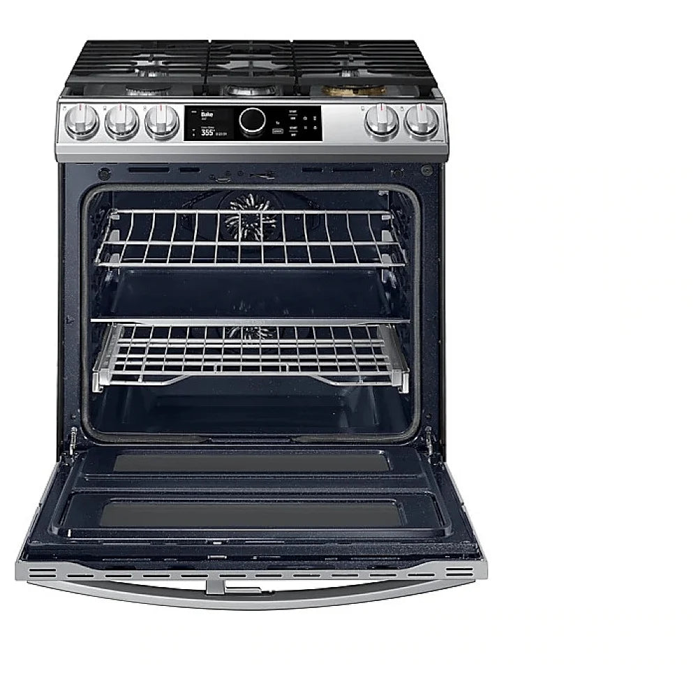 Samsung NY63T8751SS/AC 30" 6.3 cu. Ft. Smart Dual Fuel Slide-in True Convection Range with & Air Fry - Brand New - Open Box