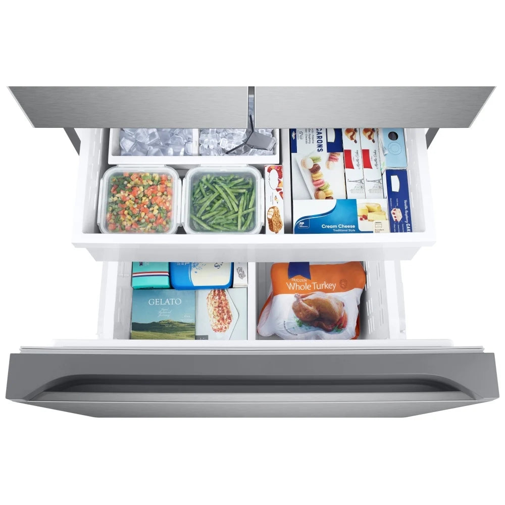 Samsung RF25C5151SR/AA 33” 3-Door French Door Refrigerator with Dual Auto Ice Maker - Brand New - Open Box